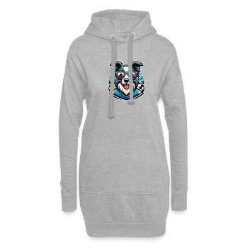Border Collie Hund Fußballspieler Ball Champion - Hoodie-Kleid - Grau meliert - Vorne