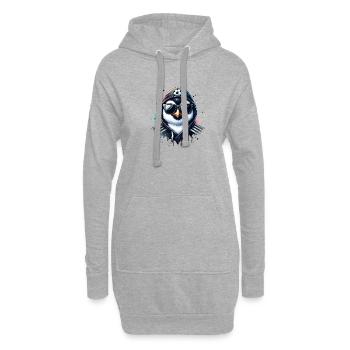 Pingouin, oiseau, joueur de football, champion, fan - Sweat-shirt à capuche long Femme - gris chiné - Devant