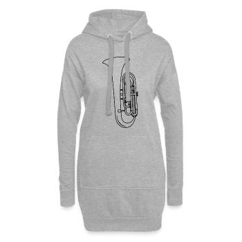Croquis de tuba - Sweat-shirt à capuche long Femme - gris chiné - Devant
