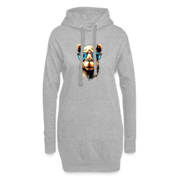 Camel avec lunettes de soleil - Sweat-shirt à capuche long Femme - gris chiné - Devant