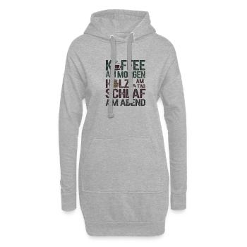 Café le matin Bois le jour Dormir le soir - Sweat-shirt à capuche long Femme - gris chiné - Devant