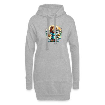 Christliche Kleidung Löwe Und Lamm Engel - Hoodie-Kleid - Grau meliert - Vorne