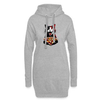 Katze Pizza Cat Street Art - Sweat-shirt à capuche long Femme - gris chiné - Devant
