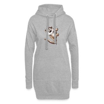 Drolliger Otter Tiermotiv I Seeotter - Hoodie-Kleid - Grau meliert - Vorne