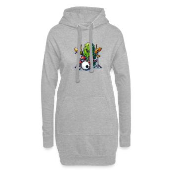 Drôle de concombre batteur Player Art - Sweat-shirt à capuche long Femme - gris chiné - Devant