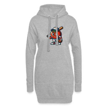 Drôle de joueur de baseball de tomates avec batte - Sweat-shirt à capuche long Femme - gris chiné - Devant