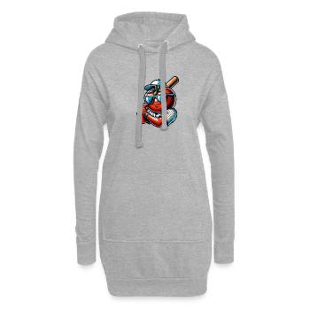 Drôle de joueur de baseball avec tomate - Sweat-shirt à capuche long Femme - gris chiné - Devant