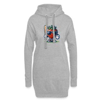 Erdbeer Baseball Spaß mit Coolem Twist - Hoodie-Kleid - Grau meliert - Vorne