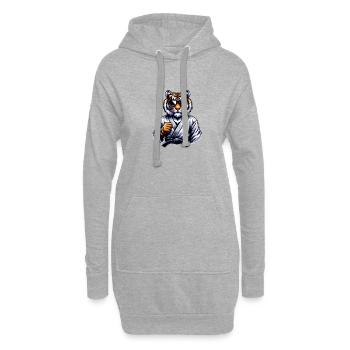 Karaté Tigre avec lunettes de soleil - Sweat-shirt à capuche long Femme - gris chiné - Devant