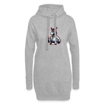 Karaté, âne combattant en tenue d’arts martiaux - Sweat-shirt à capuche long Femme - gris chiné - Devant