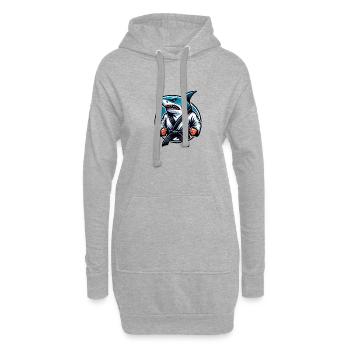 Karatehai mit Schwarzem Gürtel - Hoodie-Kleid - Grau meliert - Vorne