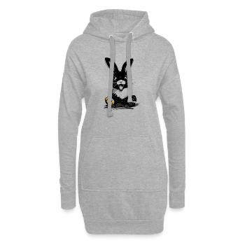 Lapin de Pâques joyeux avec des œufs de Pâques colorés - Sweat-shirt à capuche long Femme - gris chiné - Devant