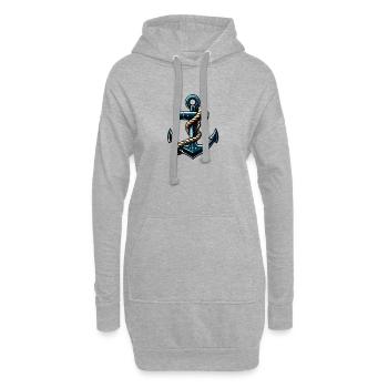 Anker in Petrol mit Seil - Hoodie-Kleid - Grau meliert - Vorne