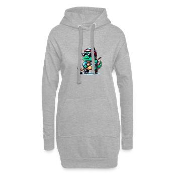 Eishockey Dino Mit Coolen Sonnenbrillen - Hoodie-Kleid - Grau meliert - Vorne