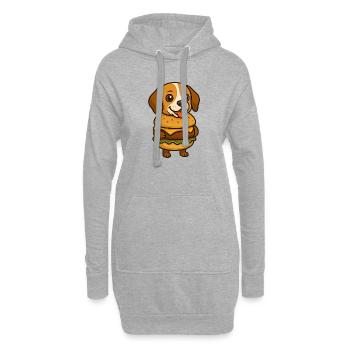 Drôle de beagle avec burger drôle d’animal mythique - Sweat-shirt à capuche long Femme - gris chiné - Devant