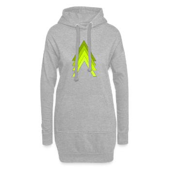 Flèches vert néon - Sweat-shirt à capuche long Femme - gris chiné - Devant