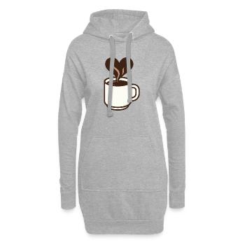 Herzförmiger Kaffeetraum - Hoodie-Kleid - Grau meliert - Vorne