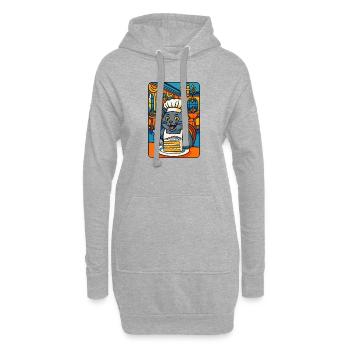 Illustration de chat cuisinier, j'adore cuisiner avec des chats - Sweat-shirt à capuche long Femme - gris chiné - Devant