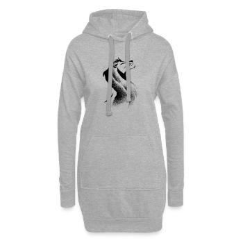 Tête de lion abstraite - Sweat-shirt à capuche long Femme - gris chiné - Devant