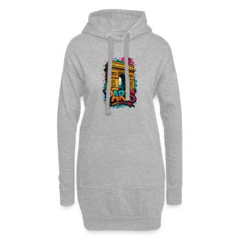 Chemise Paris Arc de Triomphe – Conception de style graffiti - Sweat-shirt à capuche long Femme - gris chiné - Devant
