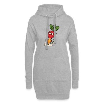Radieschen-Raketen-Explosion - Hoodie-Kleid - Grau meliert - Vorne