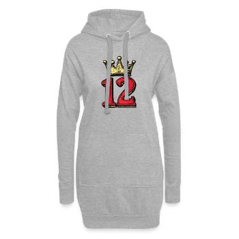 12 Zahl Krone - Hoodie-Kleid - Grau meliert - Vorne