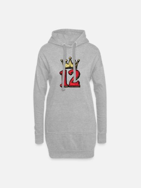 12 Zahl Krone - Hoodie-Kleid - Grau meliert