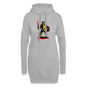 Gelber Ritter mit rotem Schwert - Hoodie-Kleid - Grau meliert - Vorne