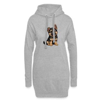 Duitse_Herder_puppy_lief - Hoodie-Kleid - Grau meliert - Vorne