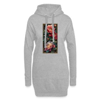 New Art Flowers - Sweat-shirt à capuche long Femme - gris chiné - Devant