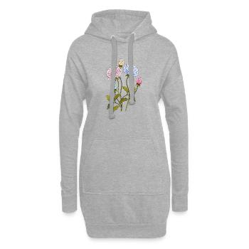 Fleur - Sweat-shirt à capuche long Femme - gris chiné - Devant