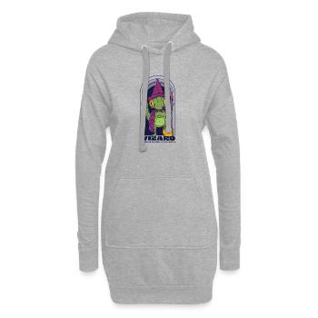 sorcier Lizadr reptile étrange dessin animé - Sweat-shirt à capuche long Femme - gris chiné - Devant