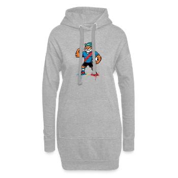 Tiger Teammascot im Fußballlook - Hoodie-Kleid - Grau meliert - Vorne