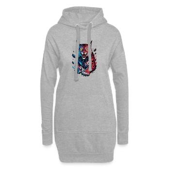 Luchs im Angriff - Hoodie-Kleid - Grau meliert - Vorne