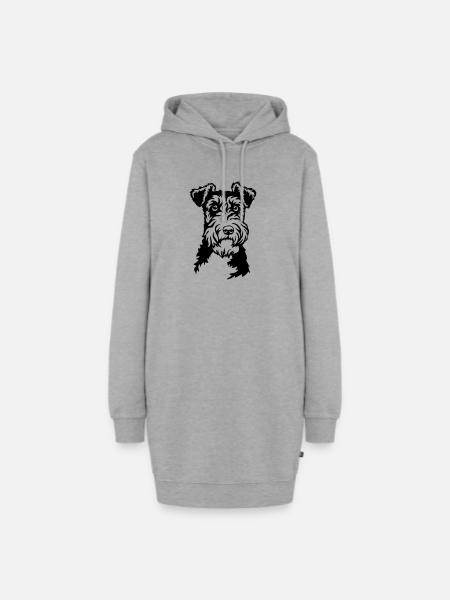 Foxterrier Kopf - Hoodie-Kleid - Grau meliert