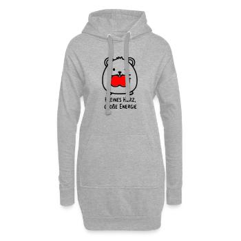 Hamster Spruch | Kleines Herz, große Energie - Hoodie-Kleid - Grau meliert - Vorne