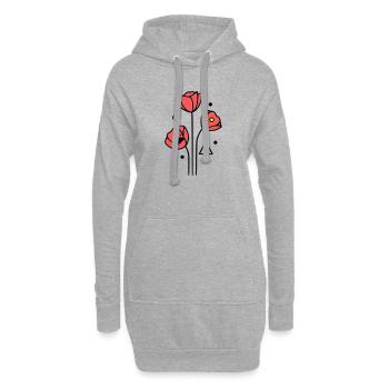 Coquelicots-coquelicots-minimaliste-Line-Art-4 - Sweat-shirt à capuche long Femme - gris chiné - Devant