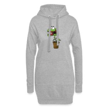 Monstre Végétal en Pot - Sweat-shirt à capuche long Femme - gris chiné - Devant