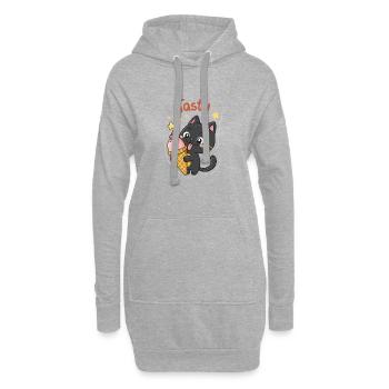 Chat gourmand et crème glacée - Sweat-shirt à capuche long Femme - gris chiné - Devant