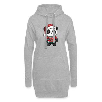 Noël de Noël Panda - Sweat-shirt à capuche long Femme - gris chiné - Devant
