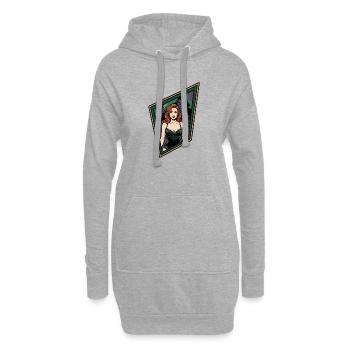 Pin-up rousse avec vampire - Sweat-shirt à capuche long Femme - gris chiné - Devant