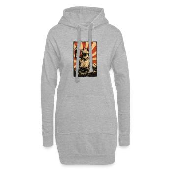 DJ Sheep avec des écouteurs - Sweat-shirt à capuche long Femme - gris chiné - Devant