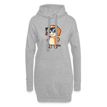 Sonnenbrillen Hund Pose - Hoodie-Kleid - Grau meliert - Vorne
