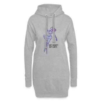 Pole Dance Line Art – Starke Frau Geschenk - Hoodie-Kleid - Grau meliert - Vorne