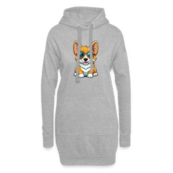 Bébé corgi avec des lunettes de soleil - Sweat-shirt à capuche long Femme - gris chiné - Devant