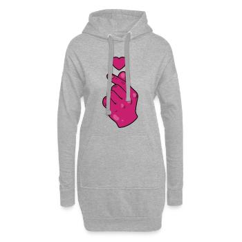 Kpop Koreanische Musik Niedlich Pink Finger Herz Liebe - Hoodie-Kleid - Grau meliert - Vorne