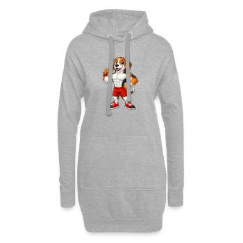 Starker Beagle Hund Bodybuilder Fitness Muskeln - Hoodie-Kleid - Grau meliert - Vorne