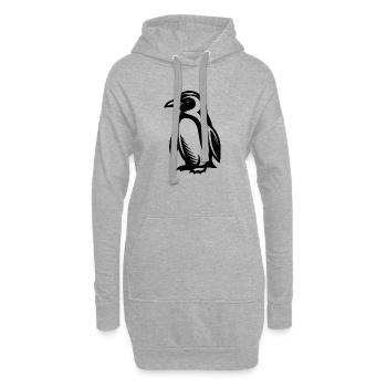 Chilliges Pinguin-Motiv aus dem Eis zum Verlieben - Hoodie-Kleid - Grau meliert - Vorne