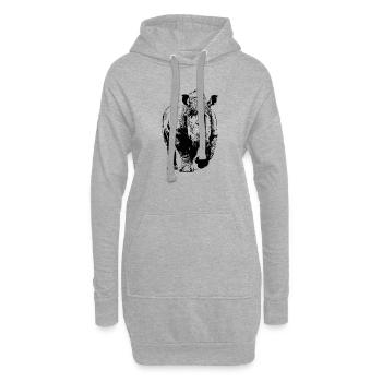 Rhinocéros - Sweat-shirt à capuche long Femme - gris chiné - Devant