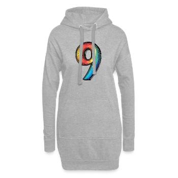 9 Nombre coloré - Sweat-shirt à capuche long Femme - gris chiné - Devant